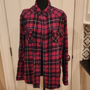 Vintage Urban Pipeline Red Flannel Button Down Shirt Mens XXL
